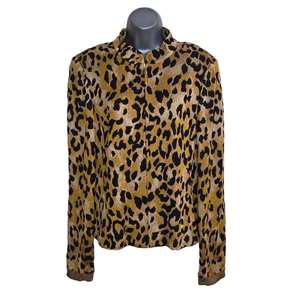 St. John Leopard Print Silk Blouse Size 10